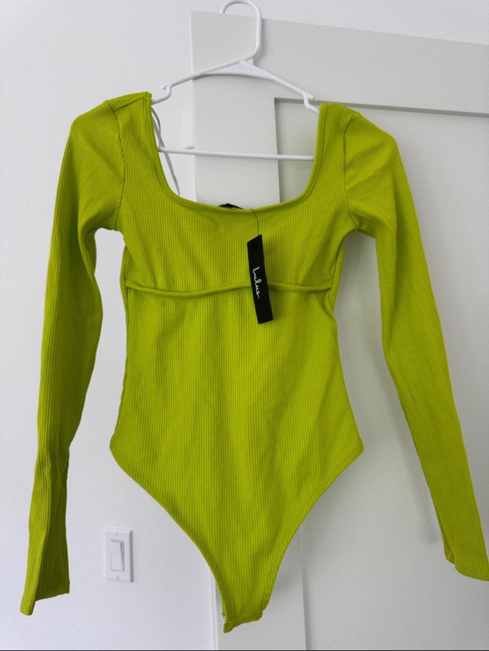 Lulu's Lime Ribbed Long-Sleeve Bodysuit